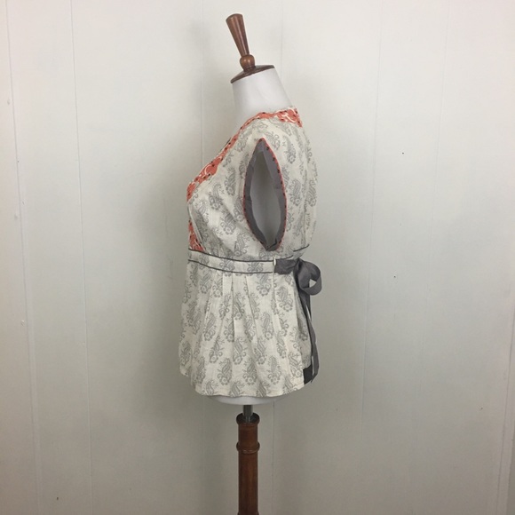 Anthropologie Embroidered Tie Back Top - Picture 6 of 8